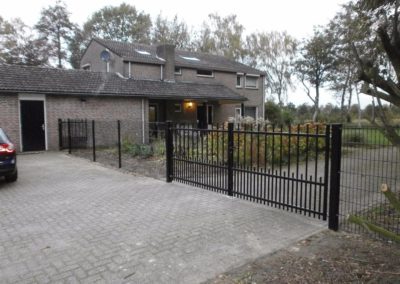 Dubbele spijlenpoort model 1 zonder punt op de spijlen recht aan de bovenkant